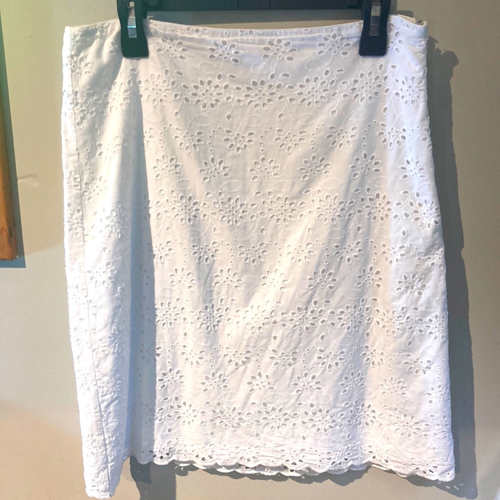 J Crew eyelet lace white skirt